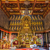 Buy canvas prints of Buddha Main Hall Wat That Temple Sanarun Bangkok Thailand by William Perry