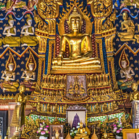 Buy canvas prints of Colorful Buddha Main Hall Wat That Temple Sanarun Bangkok Thaila by William Perry