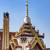 Buy canvas prints of Colorful Golden Ornate Chedi Pagoda Wat That Temple Bangkok Thai by William Perry