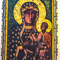 Buy canvas prints of Copy Black Madonna Icon St Mary's Church Gdansk Poland by William Perry