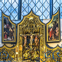 Buy canvas prints of Medieval Triptych Shrine St Mary's Church Gdansk Poland by William Perry