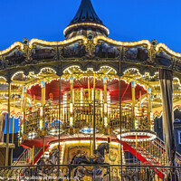 Buy canvas prints of Illuminated Carousel Historic Inner Harbor Port Gdansk Poland by William Perry