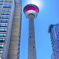 Buy canvas prints of Calgary Tower Sun Alberta Canada by William Perry