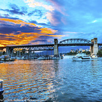 Buy canvas prints of Granville Island Burrard Street Bridge Vancouver British Columbi by William Perry