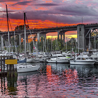 Buy canvas prints of Sunset Granville Island Burrard Street Bridge Vancouver BC Canada by William Perry