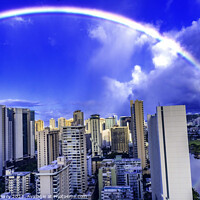 Buy canvas prints of Colorful Rainbow Buildings Waikiki Ala Wai Canal Honolulu Hawaii by William Perry
