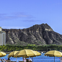 Buy canvas prints of Colorful Waikiki Beach Umbrellas Diamond Head Honolulu Hawaii by William Perry