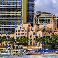 Buy canvas prints of Colorful Old Hotel Buildings Waikiki Beach Honolulu Hawaii by William Perry