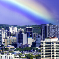 Buy canvas prints of Colorful Rainbow Buildings Tantalus Waikiki Honolulu Oahu Hawaii by William Perry