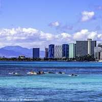 Buy canvas prints of Colorful Surfers Hotels Waikiki Beach Honolulu Hawaii by William Perry