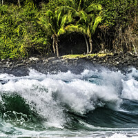 Buy canvas prints of Colorful Large Wave Rocks Waimea Bay North Shore Oahu Hawaii by William Perry