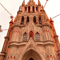 Buy canvas prints of Facade Parroquia Christmas Archangel Church San Miguel Mexico by William Perry