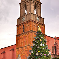 Buy canvas prints of Old Church Tower Christmas San Miguel Mexico by William Perry