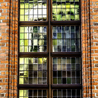 Buy canvas prints of Colorful Windows Abstract Copernicus House Torun Poland by William Perry
