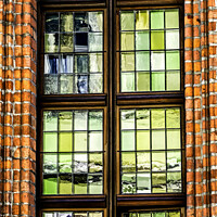 Buy canvas prints of Colorful Windows Abstract Copernicus House Torun Poland by William Perry