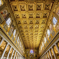 Buy canvas prints of Nave Stained Glass Wide Basilica Santa Maria Maggiore Rome Italy by William Perry