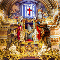 Buy canvas prints of Organ Statues Frescoes Santa Maria Maddalena Church Rome Italy by William Perry