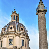 Buy canvas prints of Trajan Column Nome di Maria Church Trajan Market Rome Italy  by William Perry