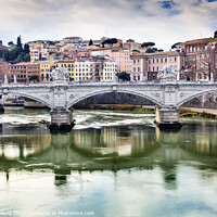 Buy canvas prints of Tiber River Ponte Bridge Vittorio Emanuele III Rome Italy  by William Perry