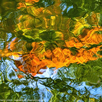 Buy canvas prints of Orange Green Blue Water Reflection Abstract Habikino Osaka Japan by William Perry