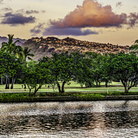 Buy canvas prints of Colorful Pink Clouds Buildings Waikiki Ala Wai Canal Honolulu Ha by William Perry