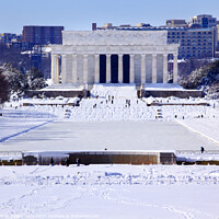 Buy canvas prints of Lincoln Memorial After Snow Washington DC by William Perry