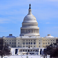 Buy canvas prints of US Capitol Dome Houses of Congress After Snow Washington DC by William Perry