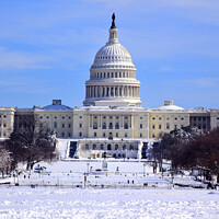 Buy canvas prints of US Capitol Dome Houses of Congress After Snow Washington DC by William Perry