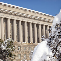 Buy canvas prints of Commerce Department After the Snow Constitution Avenue Washingto by William Perry