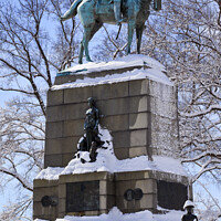 Buy canvas prints of General Sherman Statue Pennsylvania Ave Snow Washington DC by William Perry