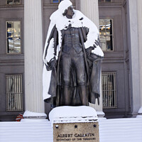 Buy canvas prints of Albert Gallatin Statue After Snow US Treasury Department Washing by William Perry