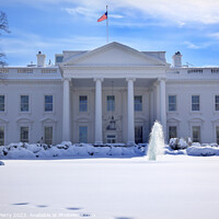 Buy canvas prints of White House Fountain Flag After Snow Pennsylvania Ave Washington by William Perry