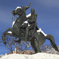 Buy canvas prints of Jackson Statue Lafayette Park After Snow Pennsylvania Ave Washin by William Perry