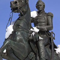Buy canvas prints of Jackson Statue Close Up Lafayette Park After Snow Pennsylvania A by William Perry