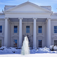 Buy canvas prints of White House Fountain  Snow Pennsylvania Ave Washington DC by William Perry
