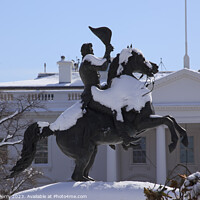 Buy canvas prints of Jackson Statue Lafayette Park Monument White House After Snow Wa by William Perry