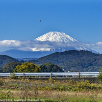 Buy canvas prints of Colorful Mount Fuji Airplane Road Hiratsuka Kanagawa Japan  by William Perry