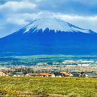 Buy canvas prints of Colorful Mount Fuji Buildings From Bullet Train Kanagawa Japan  by William Perry