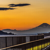 Buy canvas prints of Colorful Sunset Highway Mt Fuji Sagami Bay Kamakura Japan by William Perry