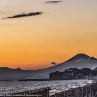Buy canvas prints of Sunset Cars Highway Mt Fuji Sagami Bay Kamakura Kanagawa Japan by William Perry