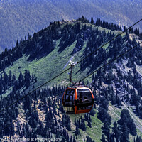 Buy canvas prints of Red Gondola Green Mountains Crystal Mountain Washington by William Perry