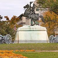 Buy canvas prints of Jackson Statue Lafayette Park Autumn Washington DC by William Perry