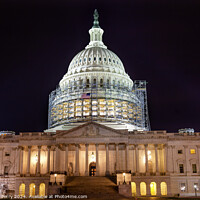 Buy canvas prints of US Capitol Noth rSide Construction Night Stars Washington DC by William Perry