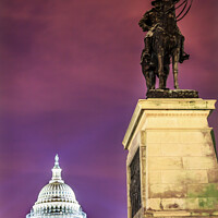 Buy canvas prints of US Grant Statue Memorial US  Capitol Construction Evening Stars  by William Perry