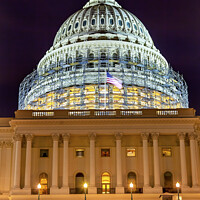Buy canvas prints of US Capitol South Side Construction Night Stars Washington DC by William Perry