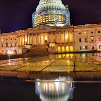 Buy canvas prints of US Capitol Dome Water Reflection Night Stars Washington DC by William Perry