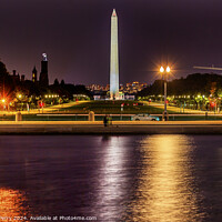 Buy canvas prints of Mall Washington Monument Night Washington DC by William Perry