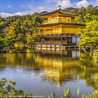 Buy canvas prints of Water Reflection Garden Kinkaku-Ji Golden Pavilion Temple Kyoto  by William Perry