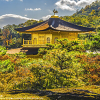 Buy canvas prints of Fall Leaves Kinkaku-Ji Golden Pavilion Buddhist Temple Kyoto Jap by William Perry