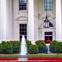 Buy canvas prints of White House Door Red Flowers Washington DC by William Perry